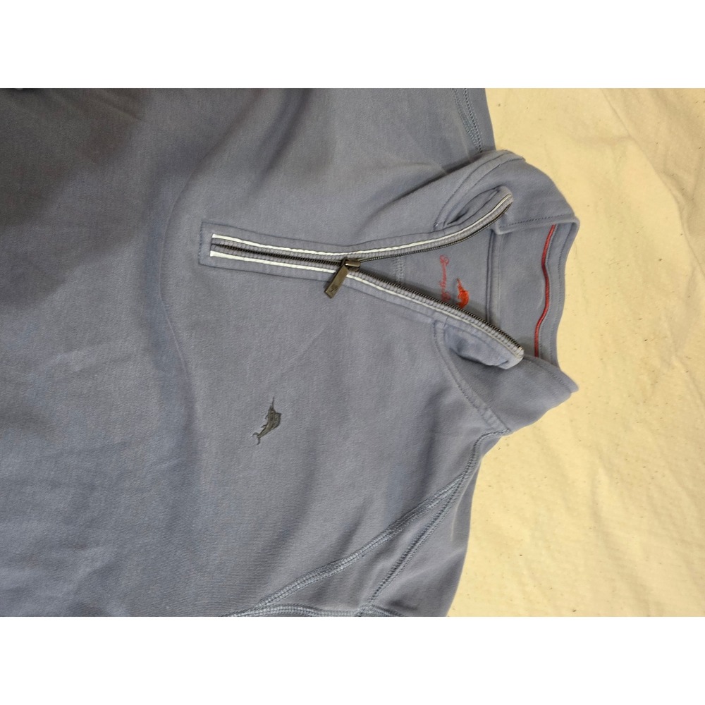 Tommy Bahama Mens Large Blue 100% Pima Cotton Quarter Zip Pullover Sweater - Picture 3 of 8